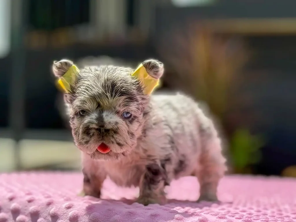 Bulldog frances fluffy big rope color exotico blue merle