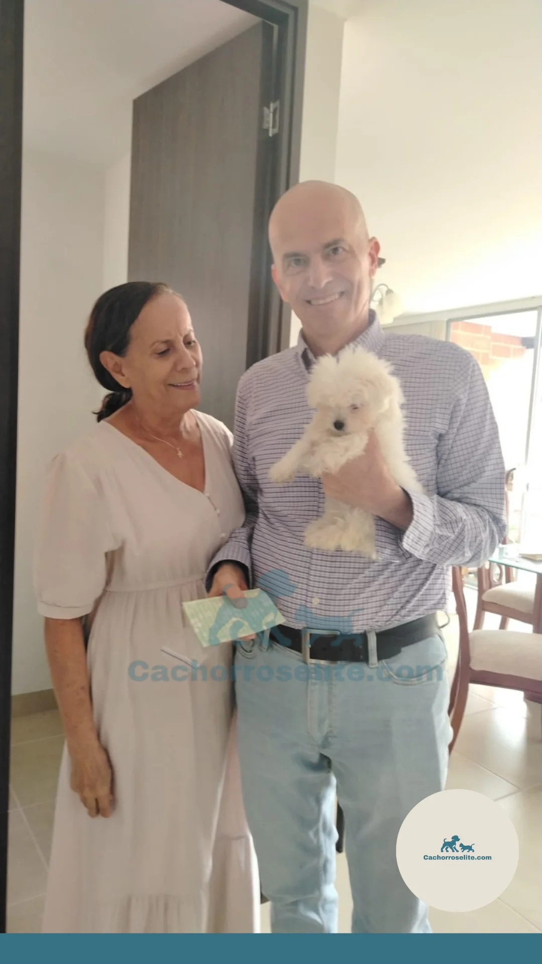 persona feliz con cachorro bichon maltes Clientes felices cachorroselite