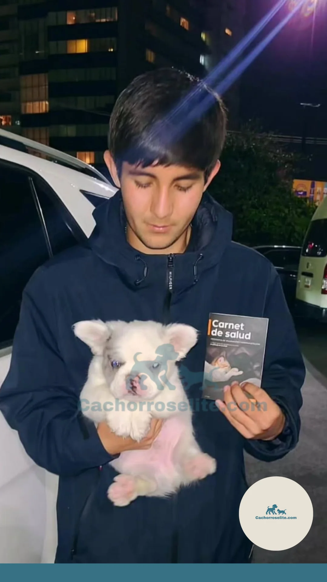 persona feliz con cachorro bulldog frances fluffy Clientes felices cachorroselite